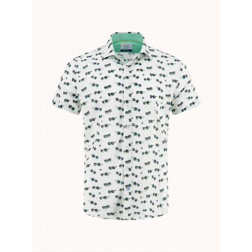 NEW A FISH NAMED FRED men's short sleeve sunglasses shirt in white